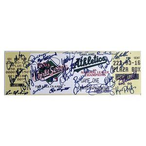 1989 Oakland Athletics A's World Series Autographed Mini Mega Ticket Beckett LOA